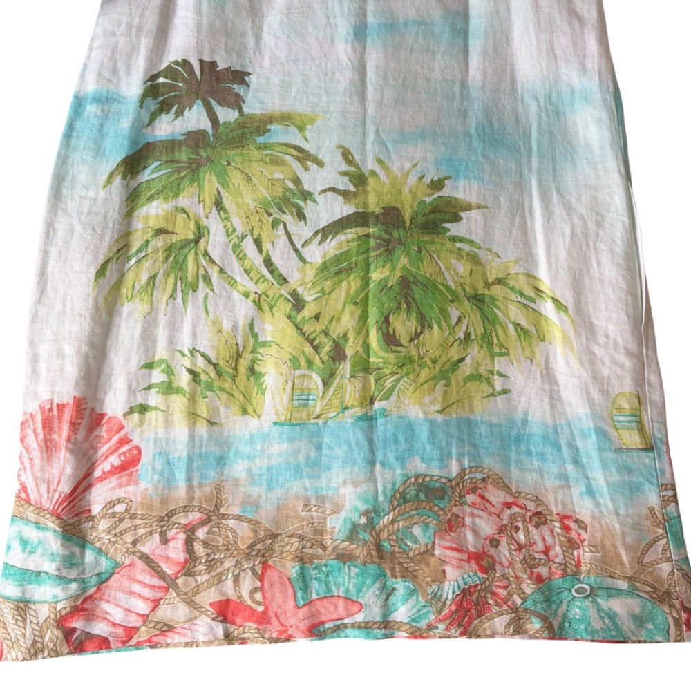 J.Jill Love Linen Sleeveless Shift Dress L White Tropical Beach Coastal Resort - Picture 4 of 10